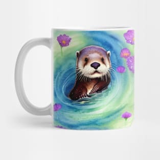 Otter Whirlpool with Flowers Mug